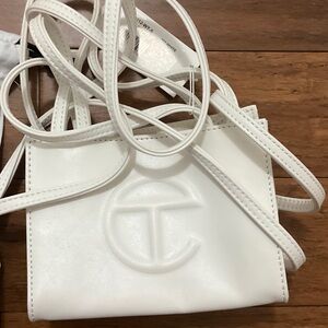 Telfar White small shopping bag with Logo Pouch new